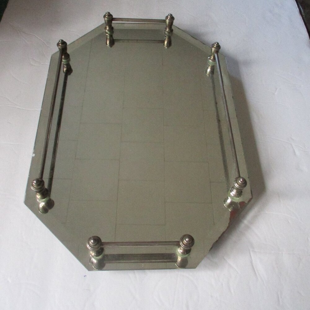 Vintage Regency Era Mirrored Vanity Perfume tray with rails